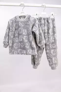 Пушистая детская пижама для мальчика Котики