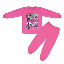 Пижама детская однотонная для девочки с принтом LOL интерлок-начес