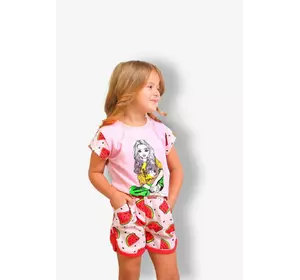 Летний комплект для девочки Арбуз футболка+шорты кулир