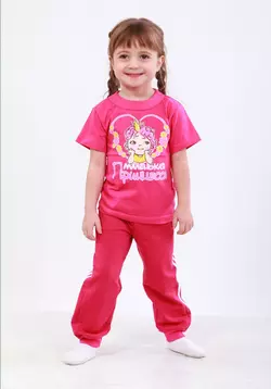 Детская яркая футболка с принтом Я-девочка творческая для девочки кулир