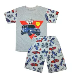 Летний комплект для мальчика футболка+шорты с принтом кулир
