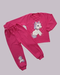 Детская цветная пижама для девочки с рисунком Единорог интерлок 104-110