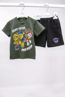 Летний комплект для мальчика футболка+шорты Щенячий патруль стрейч-кулир