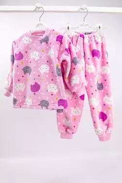 Пушистая детская пижама для девочки Котики