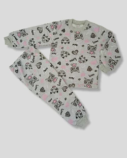 Детская теплая пижама Котики для девочки начес