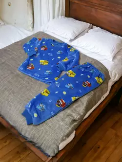 Пушистая детская пижама для мальчика Машинки