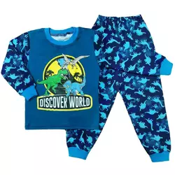 Стильная детская пижама с принтом для мальчика Discover world  интерлок-пенье 2-3 года