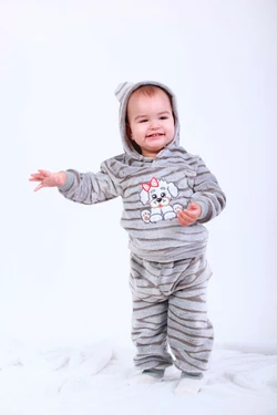 Теплый детский костюм Собачка для девочки велсофт