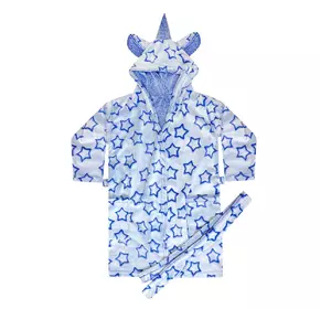 Подростковий тёплый халат с орнаментом и капюшоном для мальчика