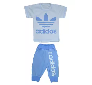 Комплект Спорт детский футболка и бриджи в стиле Адидас белый на мальчика
