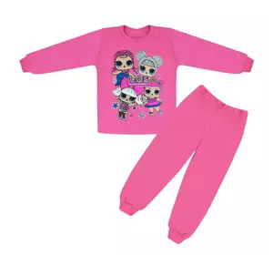 Пижама детская однотонная для девочки с принтом LOL интерлок-начес