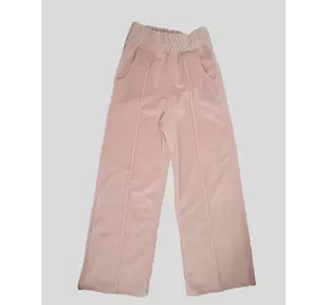 Велюровые штаны для девочки с карманами и стрелками