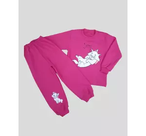 Детская цветная пижама для девочки Кошка Мари интерлок