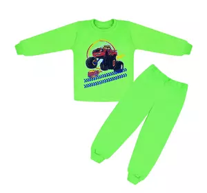 Однотонная детская пижама с принтом Blaze для мальчика интерлок-начес