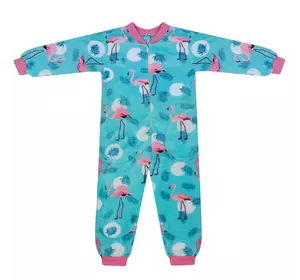 Кигуруми пижама детская без капюшона Фламинго для девочки велсофт