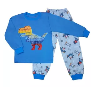 Детская пижама для мальчика с принтом Dino Pop it интерлок-пенье
