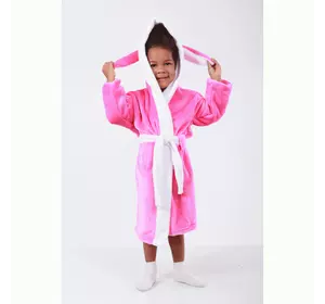 Детский халат для девочки с ушками Зайка велсофт
